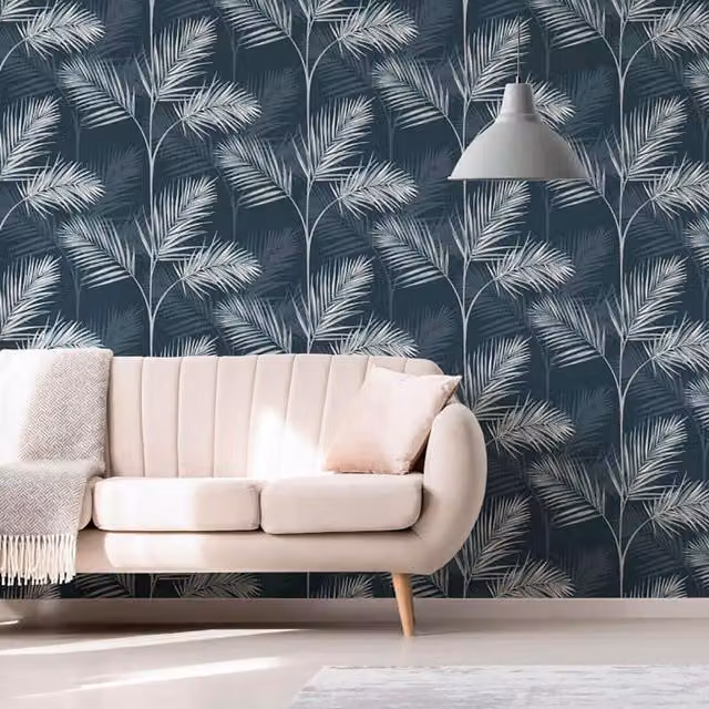 Fine Decor Blue Botanical Floral Wallpaper Roll