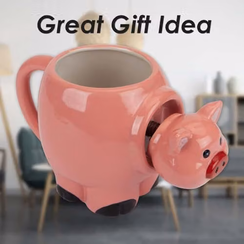 VFM e-Store Shaking Pig Wobble Mug, Pink, W: 11 cm, H: 10 cm – 3