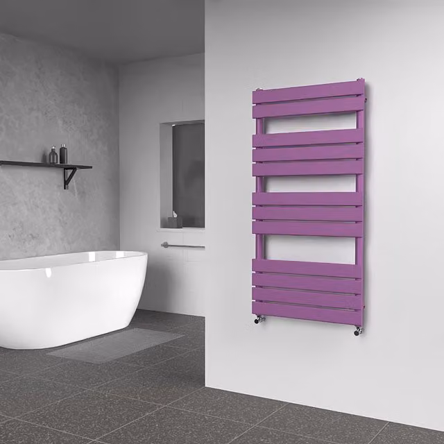Lux Heat Flat Coloured Towel Radiator in Purple, W: 60.0 cm, H: 120.0 cm