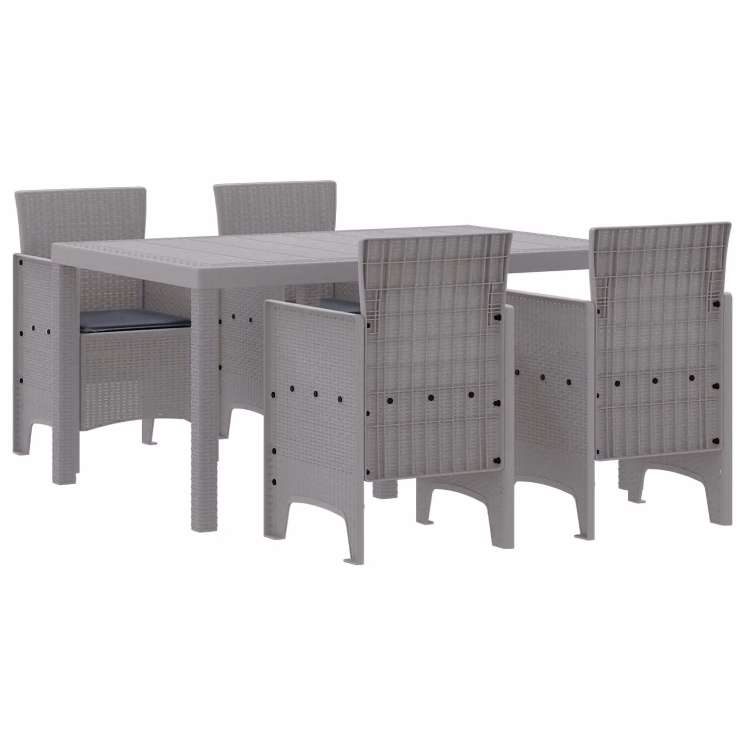 Berkfield Home 5 Piece Modern Poly Rattan Garden Dining Set with Light Grey Cushions – 2