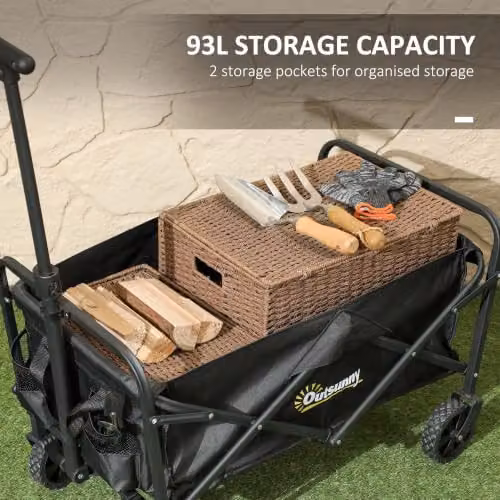 Outsunny 93L Heavy Duty Festival Trolley on Wheels, Black – 3