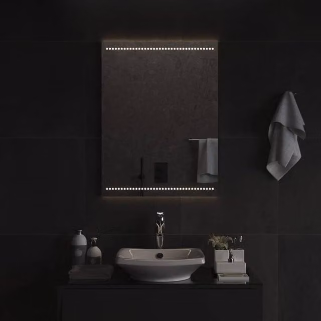 Berkfield Home LED Wall Mounted Rectangular Bathroom Mirror in Clear, W: 60 cm, H: 80 cm