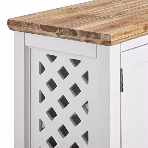 Statement Furniture Florence White Acacia Wood Shoe Storage Cabinet with Hinged Doors W/D/H: 110 x 36 x 90.5 cm – 2