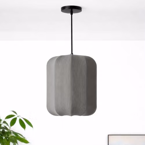 CGC Lighting Grey Cylinder Ribbed Stretch Cotton Fabric Lampshade – 2