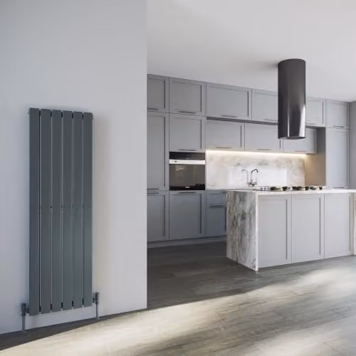 UK Radiators Typhoon Anthracite Flat Tube Vertical Designer Radiator, H 140 cm x W 40.8 cm – 3