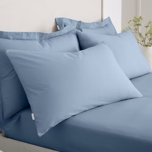 Bianca 200 Thread Count Cotton Percale Standard Pillowcase Pair, Blue, W/D/H: 50 x 75 cm