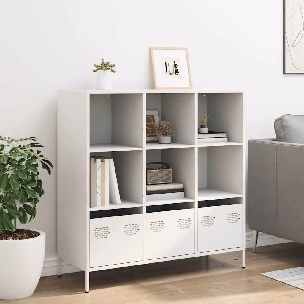 Berkfield Home White Steel Highboard W/D/H: 101.5 x 39 x 103.5 cm – 2