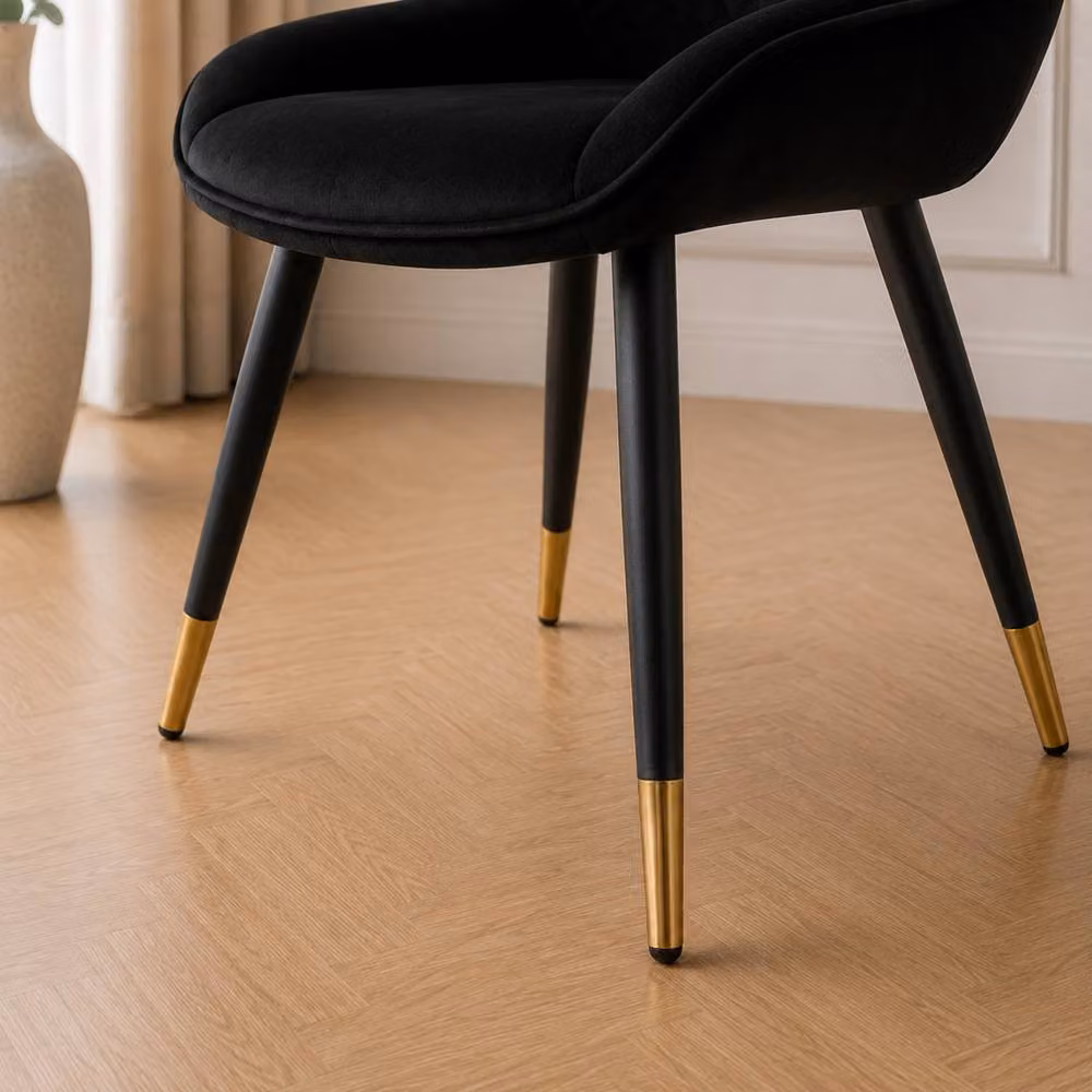 Stratus Interiors Luna Quilted Velvet Dining Chair with Black Metal Legs – 3