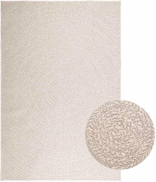 Berkfield Home ZIZUR Rug in Beige Jute Look for Indoor and Outdoor Use, W: 160 cm, D: 230 cm – 1