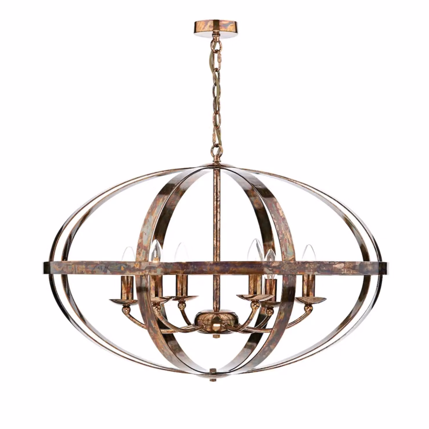 Pagazzi Inga 6-Light Copper Petrol Pendant Ceiling Light with Adjustable Height and Metal Sphere Design – 2