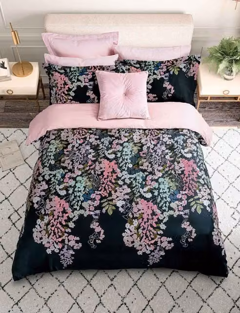 Ted Baker Wisteria Floral Pure Cotton Bedding Set, Blue and Multicolour, 180 x 200 cm