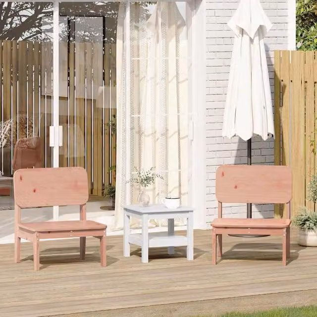 Berkfield Home Set of 2 Rustic Douglas Wood Garden Chairs in Brown, W/D/H: 60 x 52.5 x 72 cm – 1