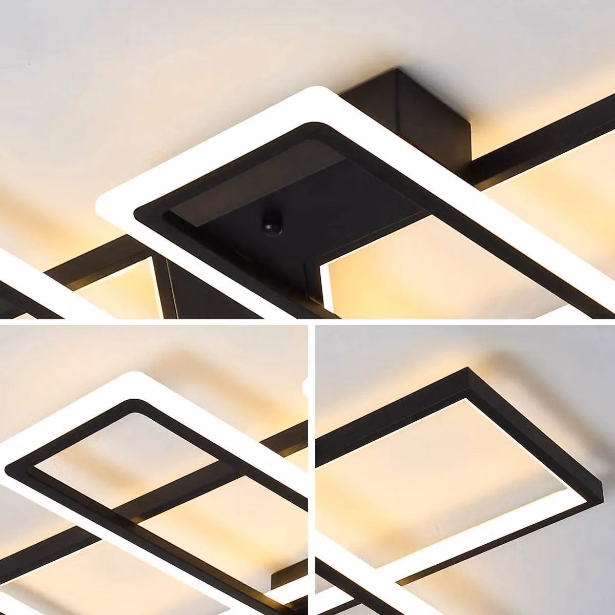 Garwarm 4-Light LED Flush Mount Ceiling Light in Black, 90cm – 5