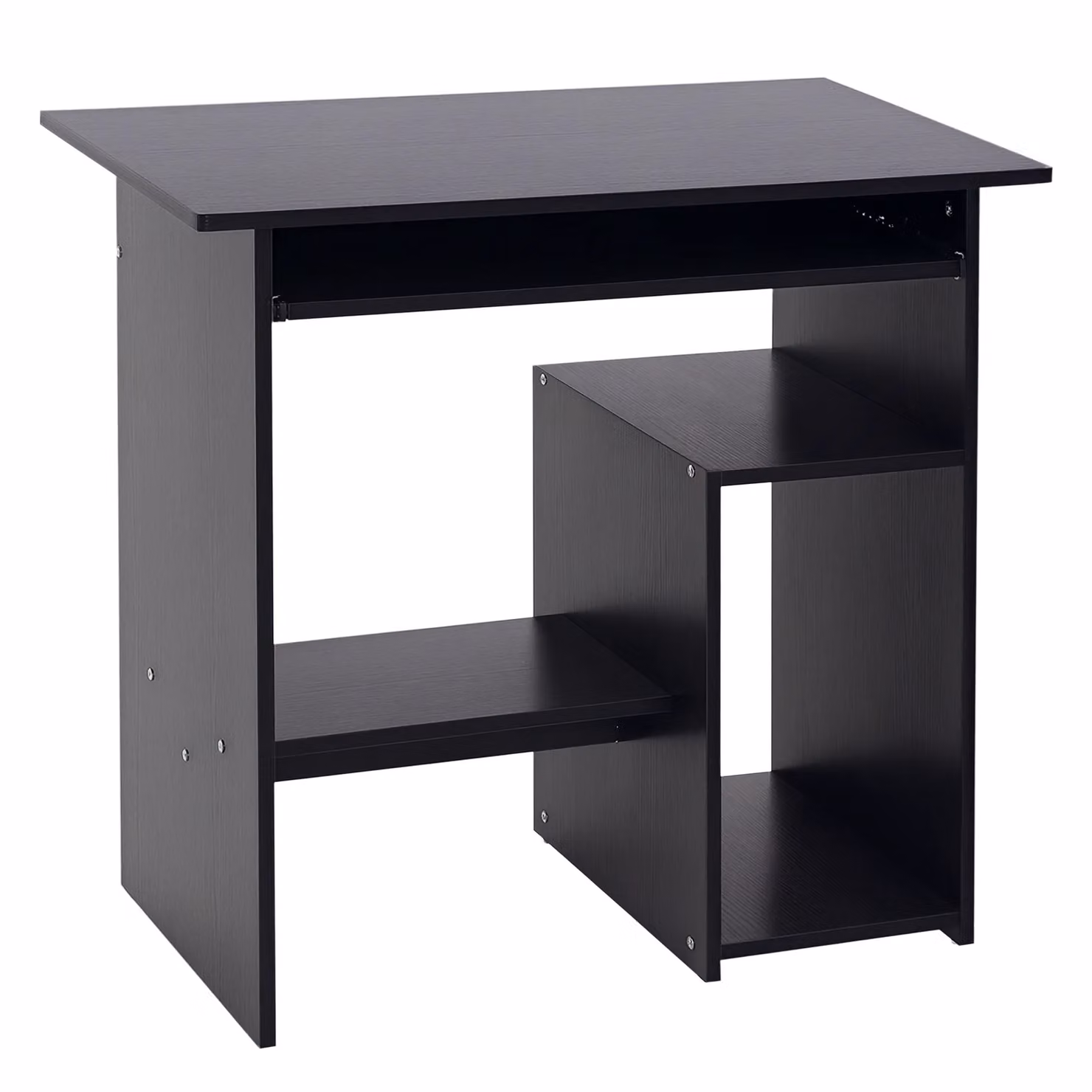 HOMCOM Compact Wooden Computer Desk with Keyboard Tray in Black – 2