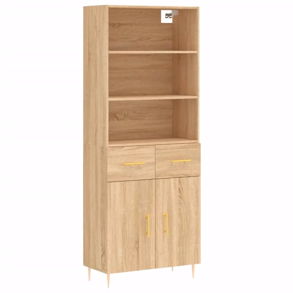 Berkfield Home Sonoma Oak Highboard in Brown, W/D/H: 69.5 x 34 x 180 cm – 2
