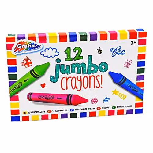 Grafix Super Jumbo Wax Crayons, 12 Pack, Multicolour