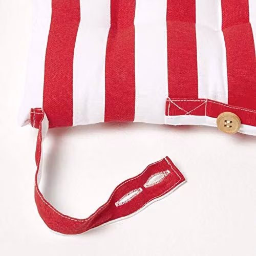 Homescapes Set of 4 Red and White Striped Cotton Seat Pads, W/D/H: 40 x 40 x 6.5 cm – 2