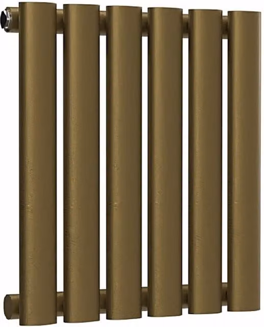 Lux Heat Oval Horizontal Wall Mounted Radiator in Gold, W: 40 cm, H: 40 cm, D: 36 cm