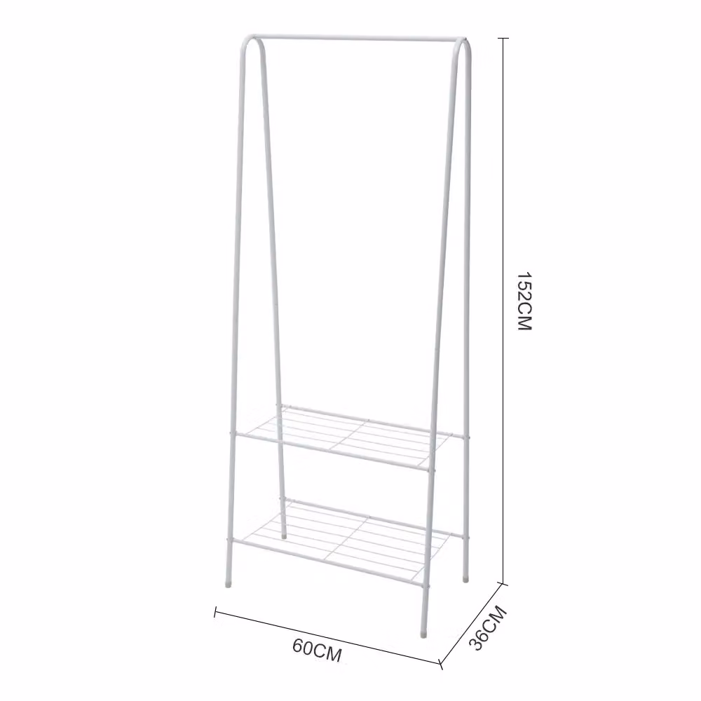 Livingandhome White Metal Freestanding Clothes Rail with Continuous Linear Rail – 3