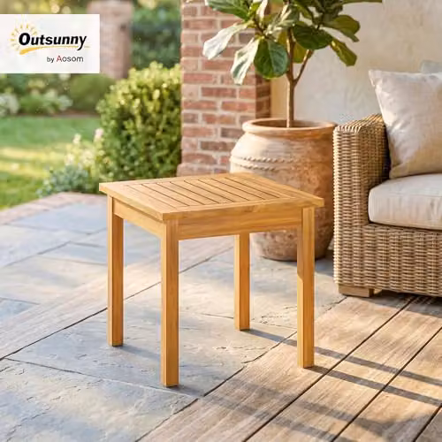 Outsunny Acacia Wood Coffee Table in Brown – 2