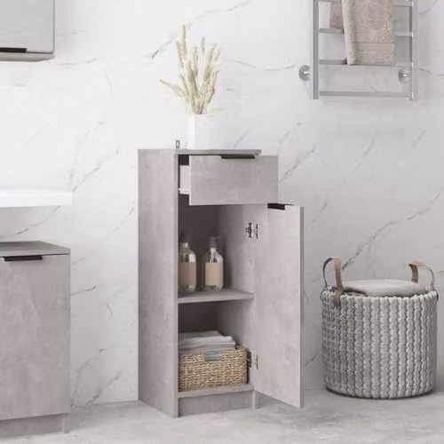 vidaXL Modern Freestanding Bathroom Cabinet in Grey MDF with Internal Shelves and Drawers, W/D/H: 32 x 34 x 90 cm – 2