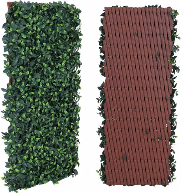 Novecrafto Expanding Trellis Garden Privacy Screen with Artificial Green Leaves