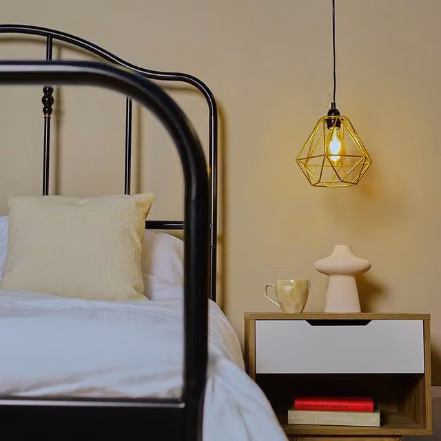 ValueLights Pair of Modern Geometric Gold Metal Basket Cage Ceiling Pendant Light Shades