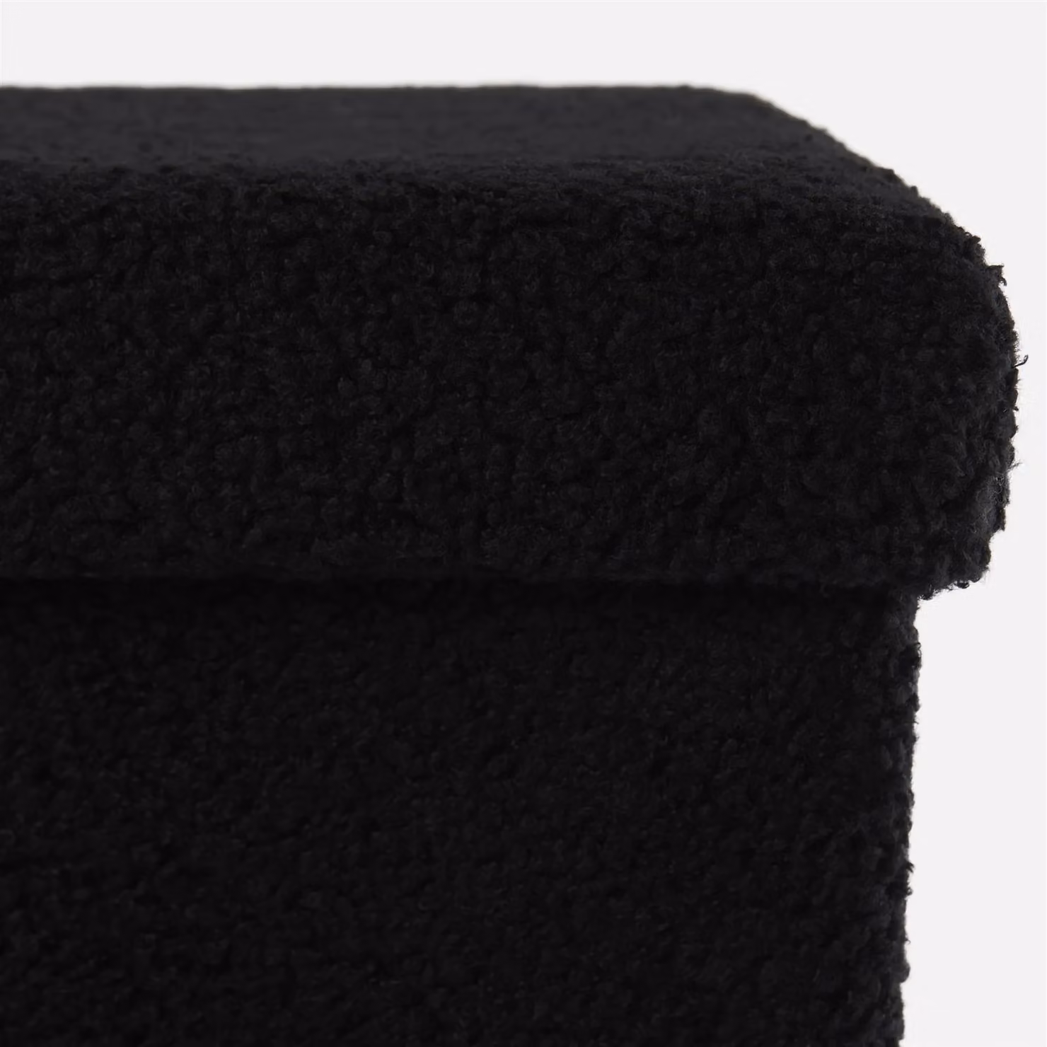 OHS Large Boucle Ottoman Storage Box and Footstool in Black, W/D/H: 40 x 40 x 40 cm – 4