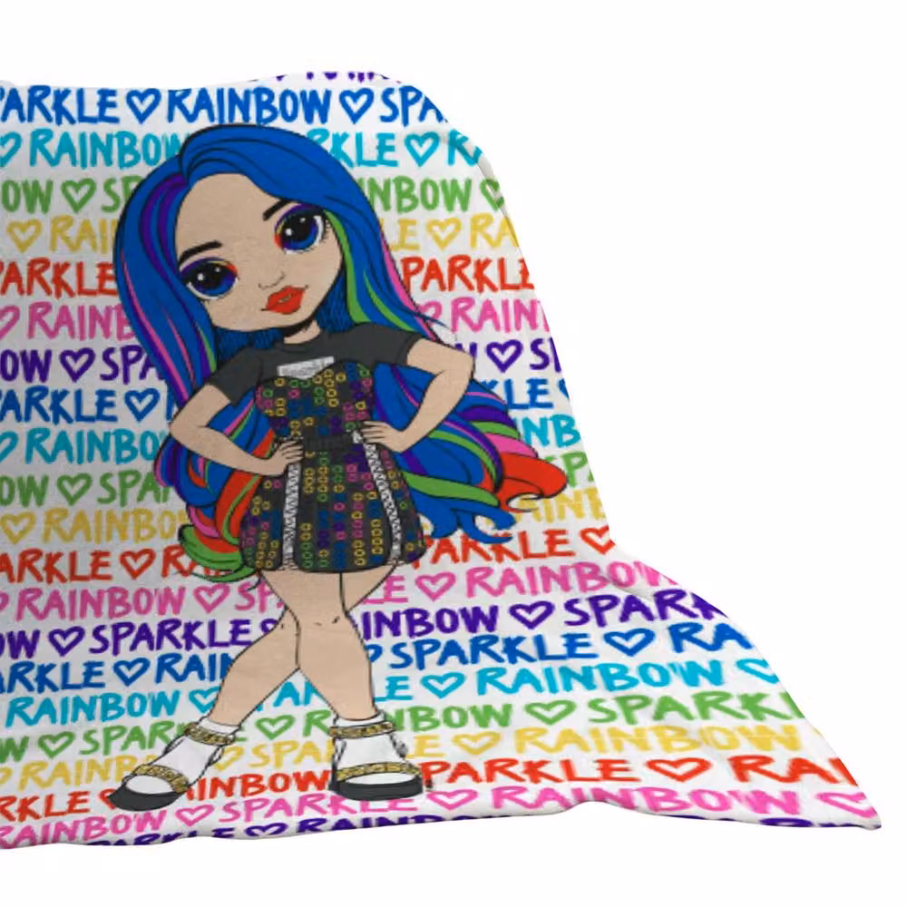 Rainbow High Multicolour Microfibre Fleece Blanket for Children, Crib Size – 2