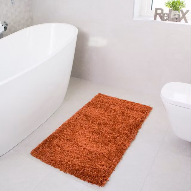 The Rug House Soft Value Orange Terracotta Shaggy Rectangular Area Rug, W: 110 cm, D: 60 cm