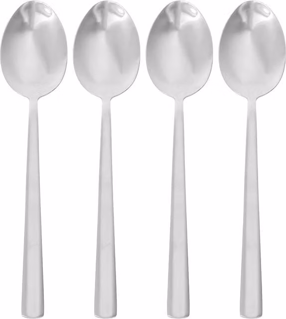 Argon Tableware Tondo Polished Stainless Steel Dessert Spoons, Silver, Set of 48