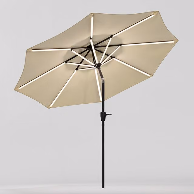 Lifeideas Solar LED Garden Parasol in Beige Polyester