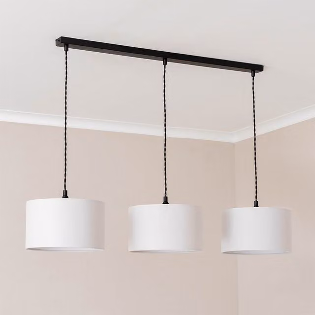 ValueLights Reni 3 Drop Bar Ceiling Pendant Light in Matte Black and White
