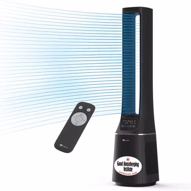 PureMate 2-in-1 Bladeless Tower Fan and Air Purifier with HEPA Filter, Black, W/D/H: 25.5 x 25.5 x 105.6 cm – 6