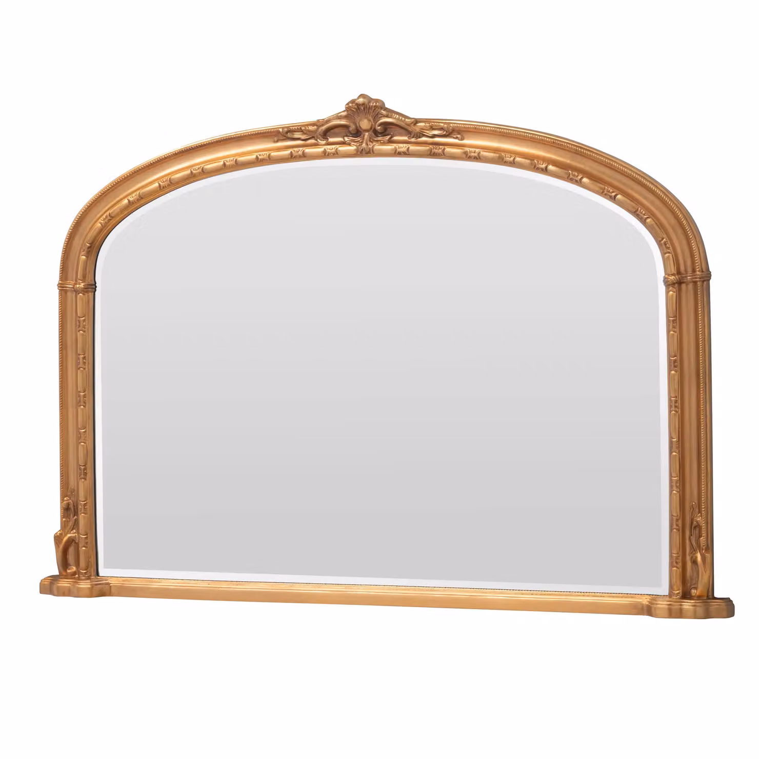 Yearn Mirrors Arched Victorian Overmantle Wall Mirror in Gold, W: 127 cm, H: 89 cm – 2