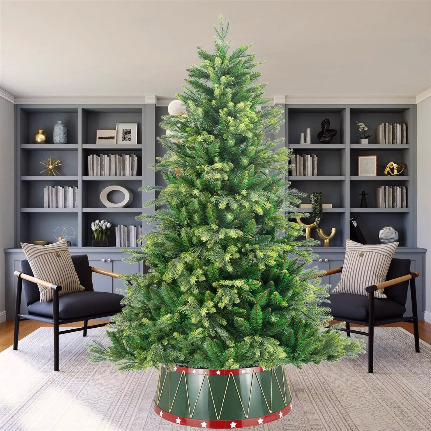 Shatchi Foldable Christmas Tree Skirt Base Cover in Green or Gold, Diameter: 65 cm – 10