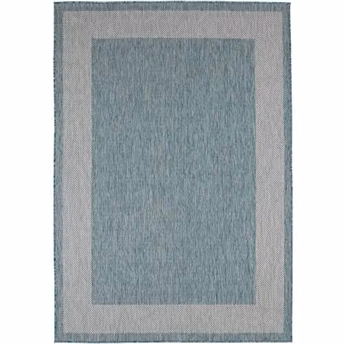 THE RUGS Aqua Bordered Outdoor and Indoor Rectangular Area Rug, W/D/H: 80 x 150 cm – 3