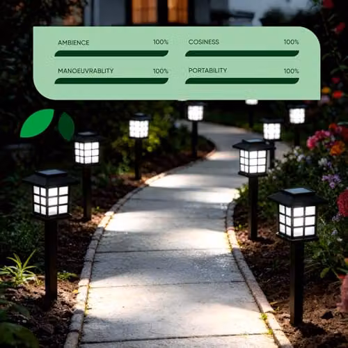 Gardenwize Solar Pathway Lights, 12 Pack, Black, Warm White LED, Height: 37.5 cm – 4