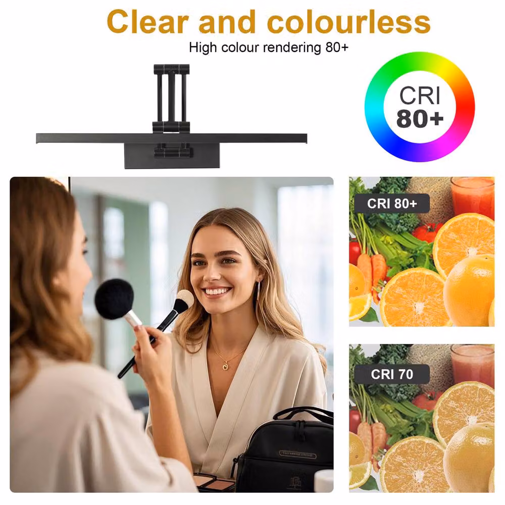 Pheashine Black Adjustable Foldable LED Vanity Light, 9W 4500K Neutral White, Width: 40 cm – 6