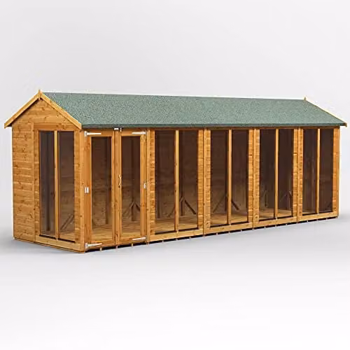 Powersheds Premium Apex Wooden Summer House in Brown with Security Features and PVC Window Sills, W/D/H: 280 x 191.4 x 191.4 cm