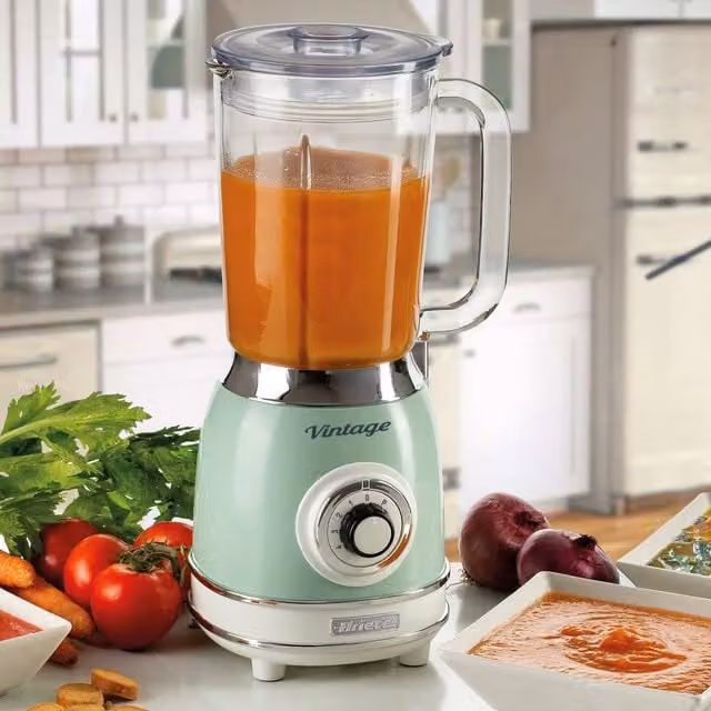 Ariete 1000W Vintage Glass Jug Blender in Green with 1.5 l Capacity, 4 Speeds and Pulse Function