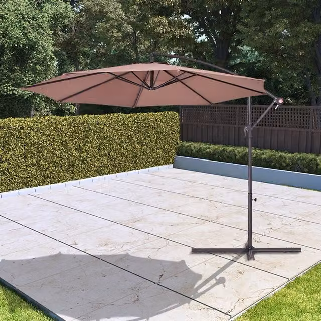 BillyOh 3m Cantilever Garden Parasol with 8 Ribs and Crank in Brown