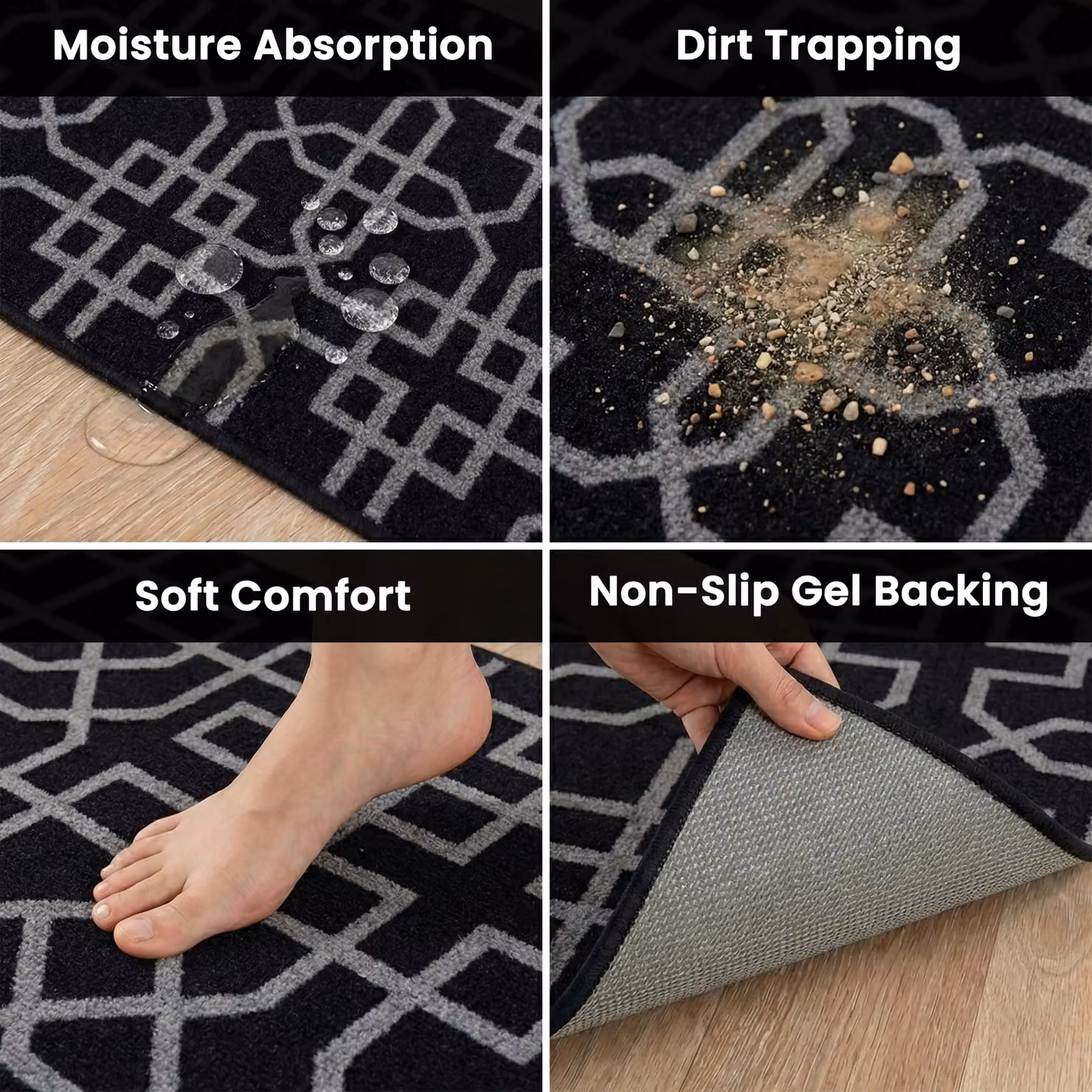 Smart Living Siam Heavy Duty Non Slip Striped Door Mat in Black, W: 80 cm, L: 150 cm – 4