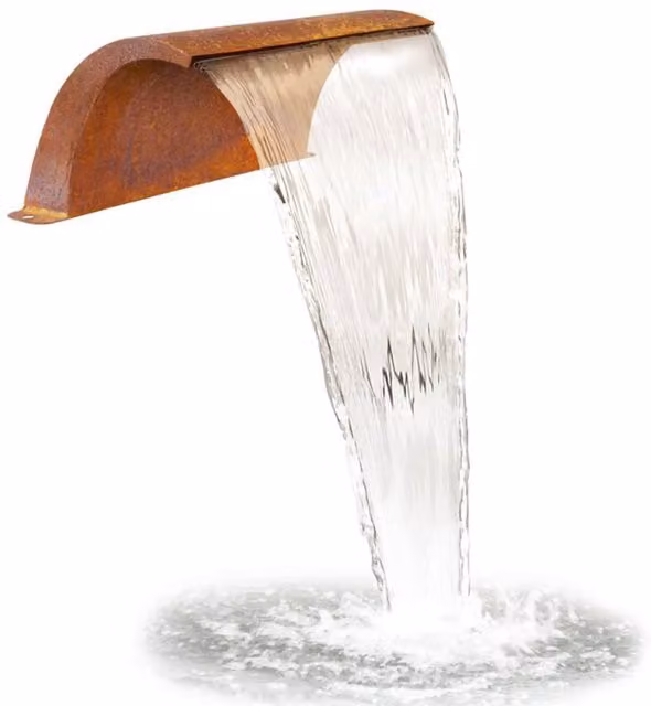 Primrose Arc Corten Steel Cascading Water Blade Pond Feature in Brown