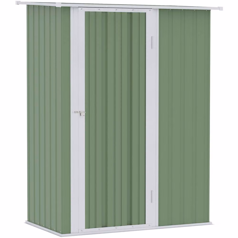 STILVORA Green Galvanised Steel Garden Storage Shed with Single Hinged Door, Height: 142 cm, Width: 79 cm, Depth: 40 cm – 4