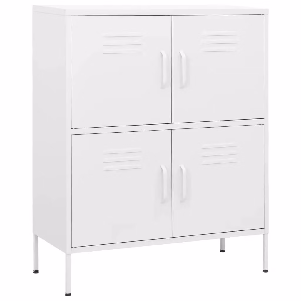 Berkfield Home White Steel Storage Cabinet with Hinged Doors, W/D/H: 80 x 35 x 101.5 cm – 2