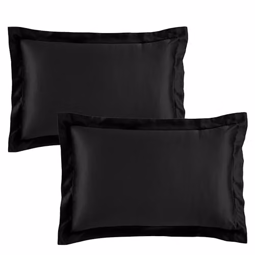 Catherine Lansfield Silky Soft Satin Oxford Pillowcase Pair, Black, W: 50 cm, H: 75 cm – 2