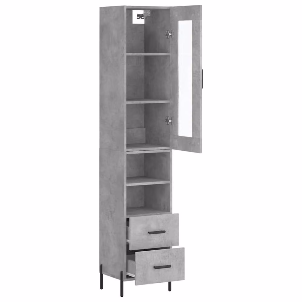 Berkfield Home Highboard in Concrete Grey, H 180 x W 34.5 x D 34 cm – 3