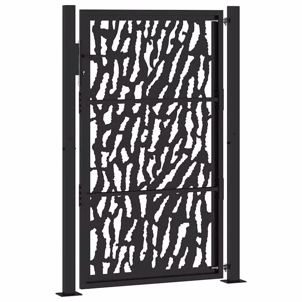 Berkfield Black Steel Garden Gate with Trace Design, W: 105 cm, H: 155 cm – 5