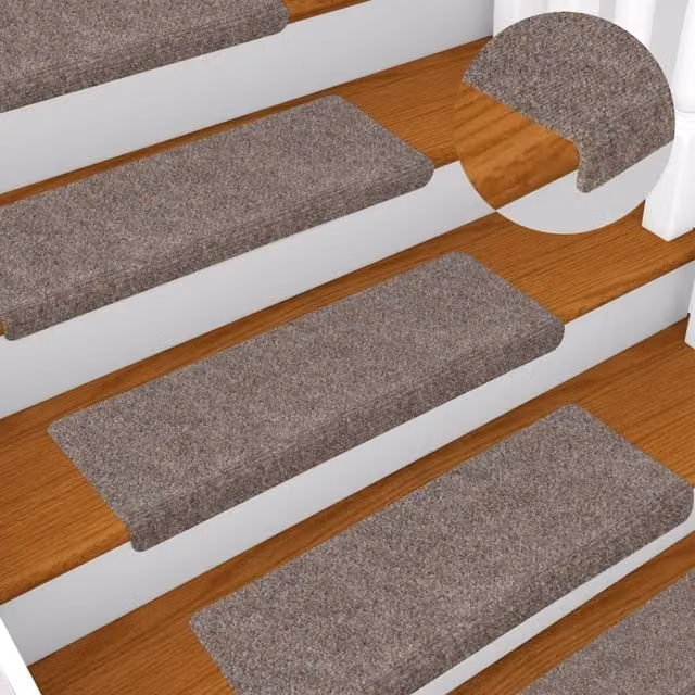Berkfield Home 15 Piece Needle Punch Stair Mats, Cream, W/D/H: 65 x 21 x 4 cm – 1